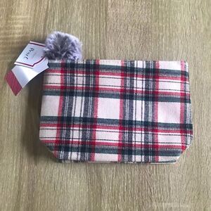 NWT … MADE FOR RETAIL White Plaid Pouch / Bag